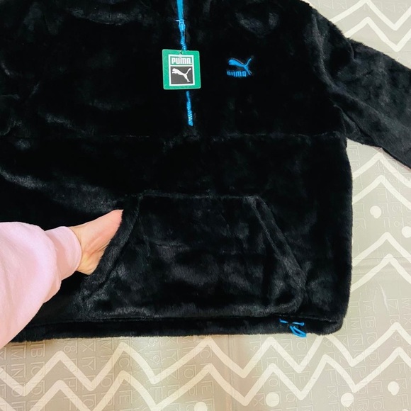 Puma faux fur black hoodie special edition - Picture 4 of 6